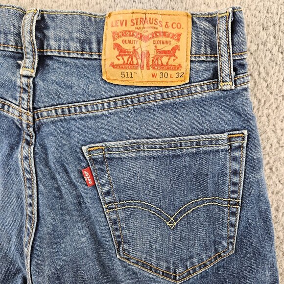 Sold Levis 511 Jeans Mens 30x32 Blue Stretch Denim Slim Fit Straight Leg - Picture 13 of 15